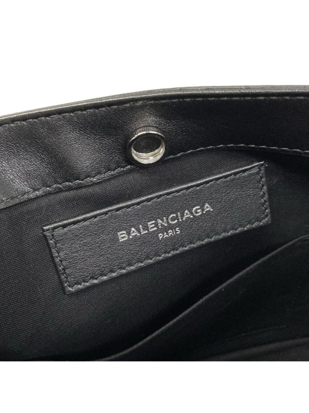 Balenciaga Shoulder Bag Navy Pochette Black Leather - Picture 9 of 15